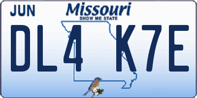 MO license plate DL4K7E
