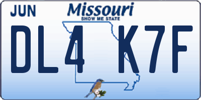 MO license plate DL4K7F