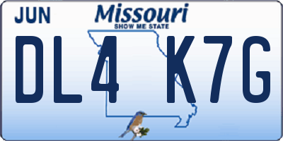MO license plate DL4K7G