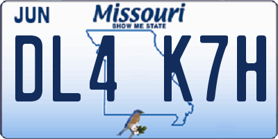 MO license plate DL4K7H