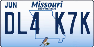 MO license plate DL4K7K