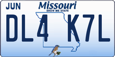 MO license plate DL4K7L
