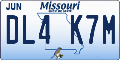 MO license plate DL4K7M