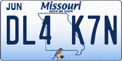 MO license plate DL4K7N