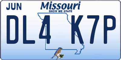 MO license plate DL4K7P