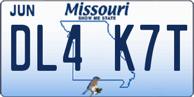 MO license plate DL4K7T