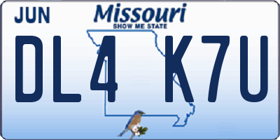 MO license plate DL4K7U