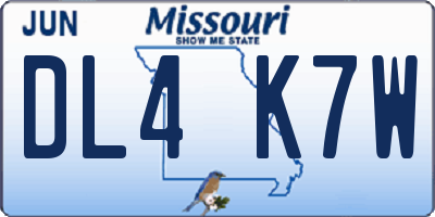 MO license plate DL4K7W