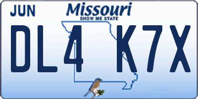 MO license plate DL4K7X