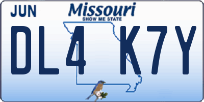 MO license plate DL4K7Y