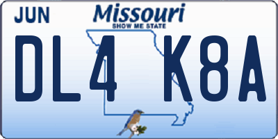 MO license plate DL4K8A