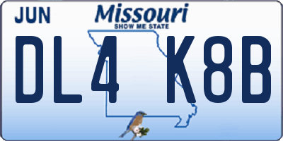 MO license plate DL4K8B