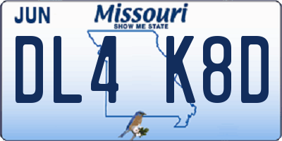 MO license plate DL4K8D