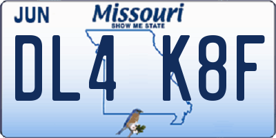 MO license plate DL4K8F