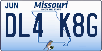 MO license plate DL4K8G