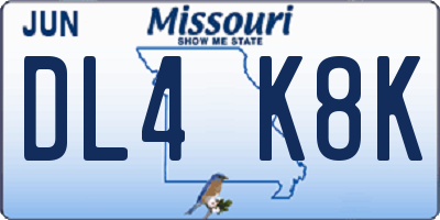 MO license plate DL4K8K