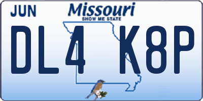 MO license plate DL4K8P
