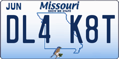 MO license plate DL4K8T