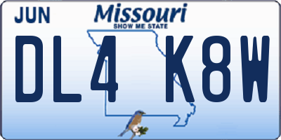MO license plate DL4K8W