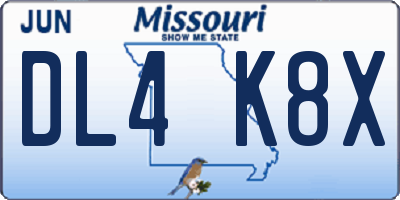 MO license plate DL4K8X