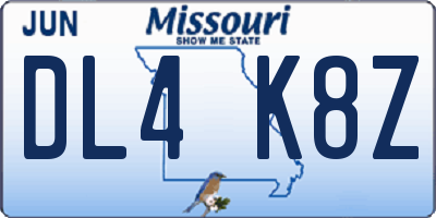 MO license plate DL4K8Z