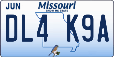 MO license plate DL4K9A