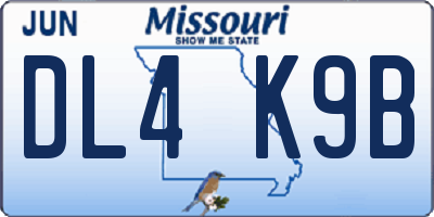 MO license plate DL4K9B