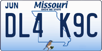 MO license plate DL4K9C