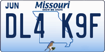 MO license plate DL4K9F