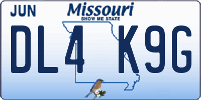 MO license plate DL4K9G
