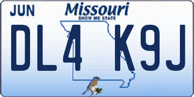 MO license plate DL4K9J
