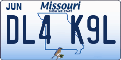 MO license plate DL4K9L
