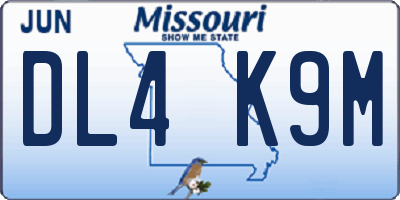 MO license plate DL4K9M