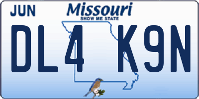 MO license plate DL4K9N