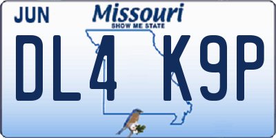 MO license plate DL4K9P