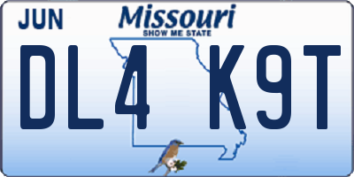 MO license plate DL4K9T