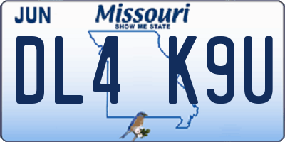 MO license plate DL4K9U