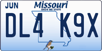 MO license plate DL4K9X