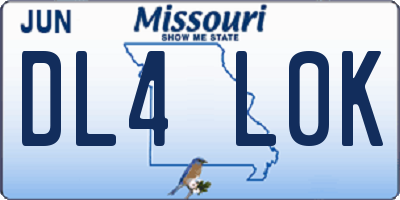 MO license plate DL4L0K
