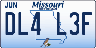 MO license plate DL4L3F