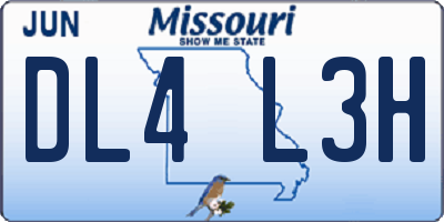 MO license plate DL4L3H