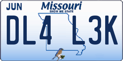 MO license plate DL4L3K