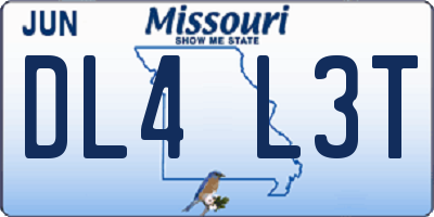 MO license plate DL4L3T