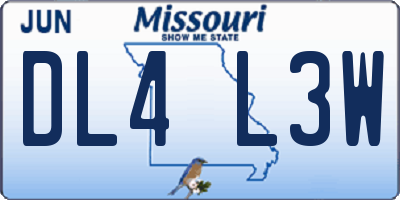 MO license plate DL4L3W