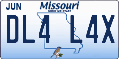 MO license plate DL4L4X