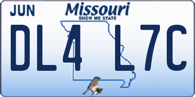 MO license plate DL4L7C