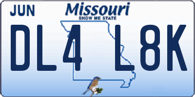 MO license plate DL4L8K