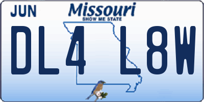 MO license plate DL4L8W