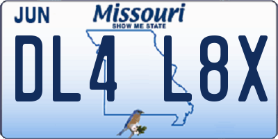 MO license plate DL4L8X