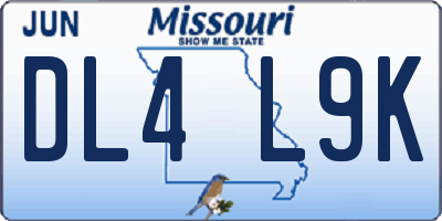 MO license plate DL4L9K